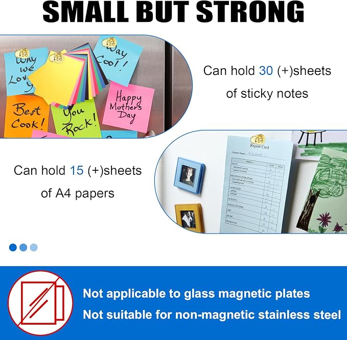LOVIMAG Fridge Magnets 40Pcs, Magnet for Refrigerator Whiteboard, Gold | Small Strong Neodymium Metal Cute Push Pin for Classroom, Kitchen, Accessories Decorative, Office, Calendar