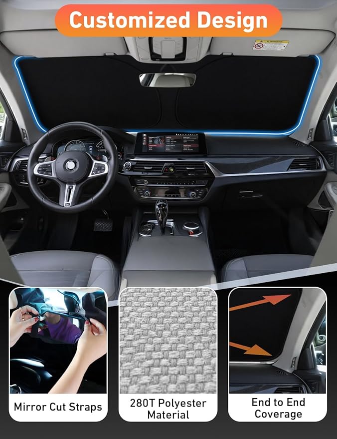 EcoNour Windshield Sunshade Compatible for Dodge Caliber 2007-2010 2011 2012, Sun Visor for Front Windshield & Window Sun Shade Cover, UV Heat Blocker & Protector, Car Accessories