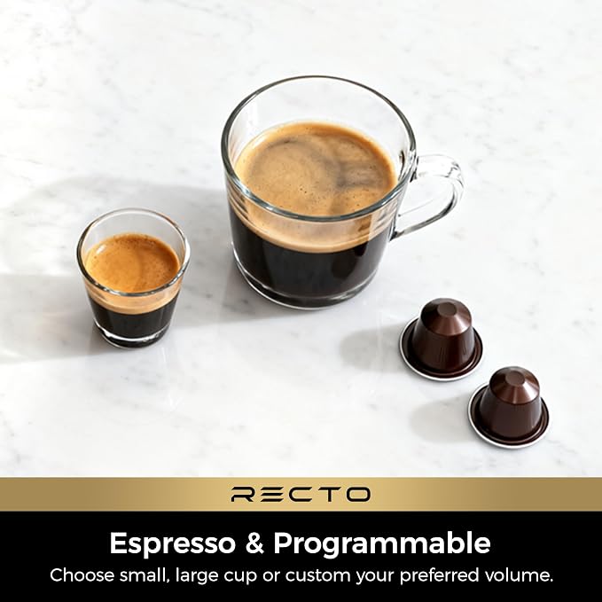 CHULUX RectoCafé Espresso Coffee Machine for Nespresso Original Capsule Pod | Extra Mini Design, 20 Bar Professional Italian Pump, Food-Grade Materials, Quiet with Low-Vibration Brewing for Home & Office