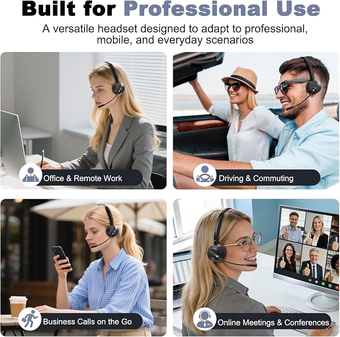 Bluetooth Headset with Microphone, Single Ear Wireless Headset for Cell Phones