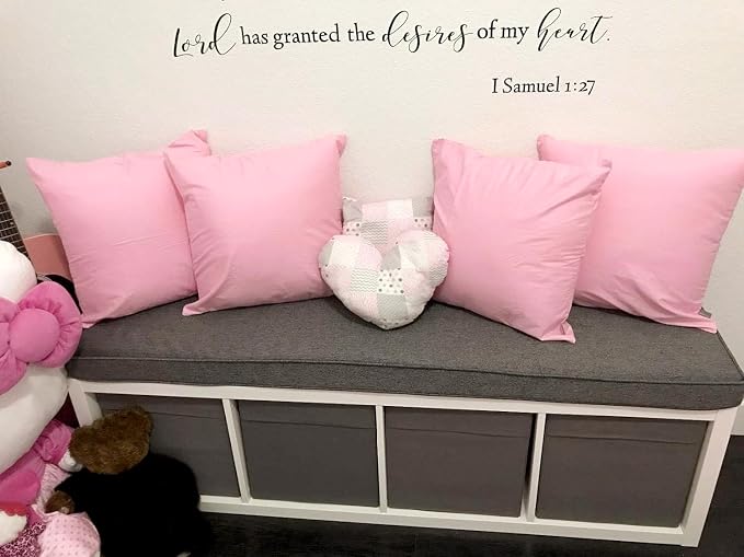Thmyo 4-Pack 100% Cotton Comfortable Solid Decorative Throw Pillow Case Square Cushion Cover Pillowcases Blank Pillow Covers Valentines Day DIY Throw Pillowcase for Sofa Bed(20x20inch/50x50cm,Pink)