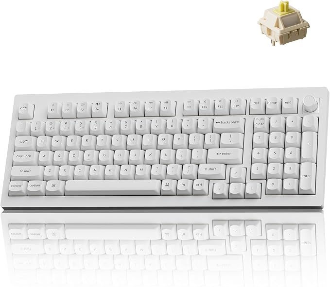 Keychron V5 Ultra 96% Wireless Mechanical Keyboard with 8000Hz Polling Rate & NKRO, Hot-Swappable RGB, Banana Switches, 97 Keys, 2.4GHz/Bluetooth/Wired, OSA PBT Keycaps, for Mac/Win/Linux - White
