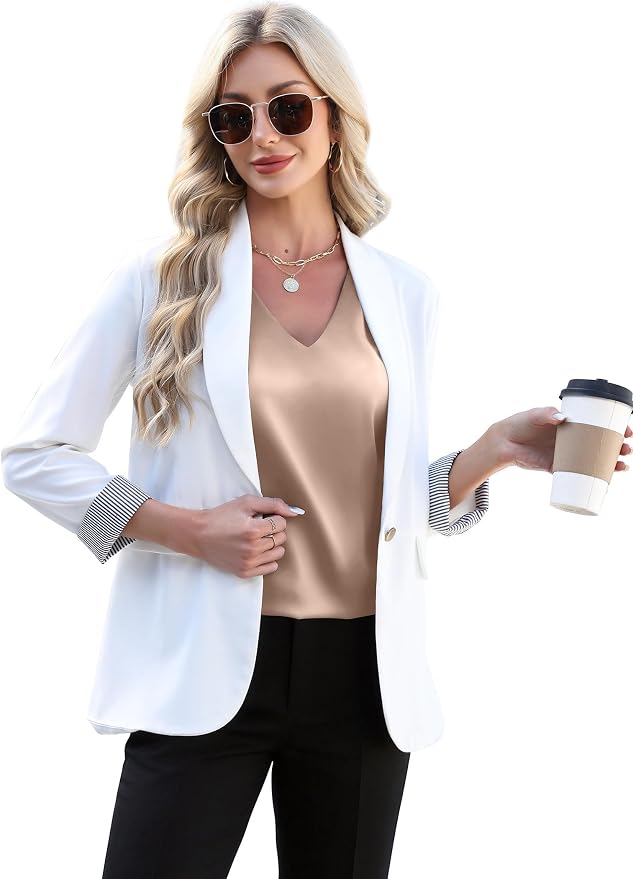 WIHOLL Womens Satin Summer Tops Cap Short Sleeve Blouses V Neck Shirts Business Casual Outfits Fashion Clothing 2026