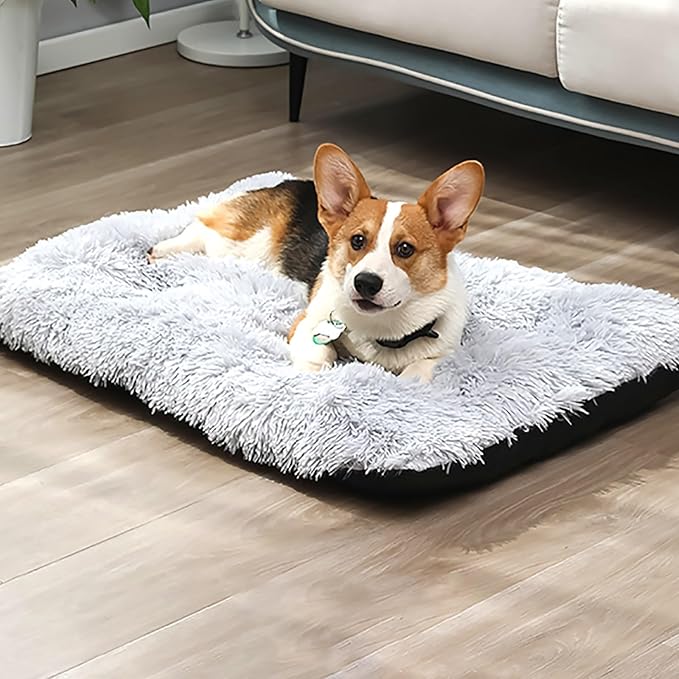 Dog Crate Mat, Dog Bed for Large Dogs, Comfy Fluffy Kennel Pad Anti-Slip for Dog beds & Furniture, Quilted Dog Bed for Pets for Medium/Small Dogs Cats (Color : Red, Size : 25x18)