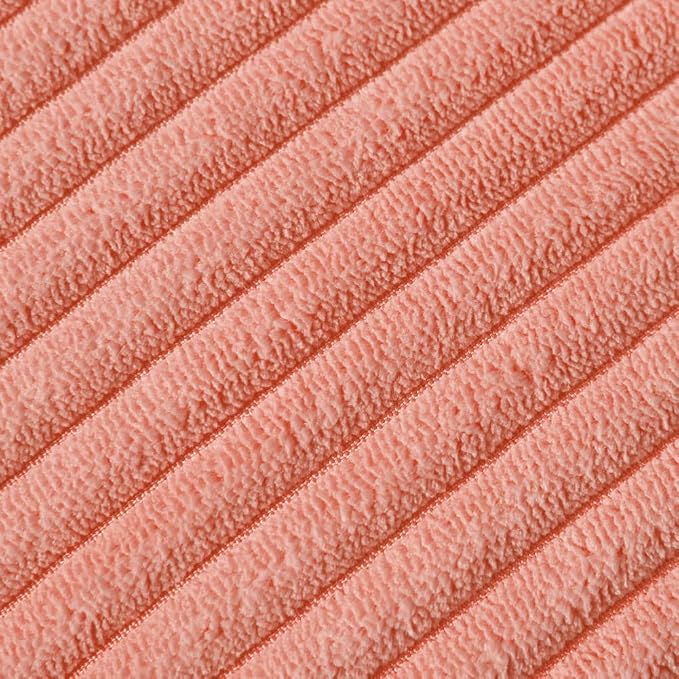 Fancy Homi 24x24 Pillow Covers, Pack of 2 Coral Throw Pillow Covers with Pom-poms, Super Soft Corduroy Square Solid Cushion Cover for Couch Sofa Bedroom Living Room 60x60 cm
