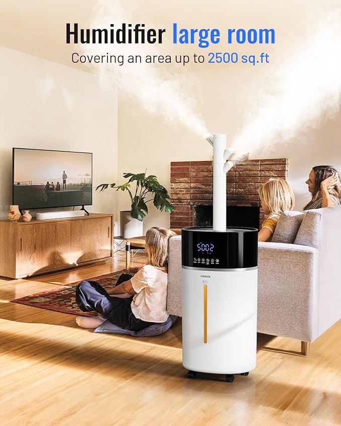 Yokekon Cool and Warm Mist Humidifier Large Room, 4.76Gal/18L Humidifiers for Home 2500 sq ft, Air Humidifiers for Bedroom with Diffuser&Extended Tube, Whole House Humidifiers for Nursery Baby Plants