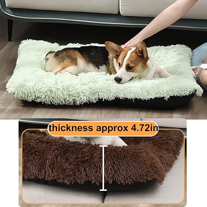 Dog Crate Mat, Dog Bed for Large Dogs, Comfy Fluffy Kennel Pad Anti-Slip for Dog beds & Furniture, Quilted Dog Bed for Pets for Medium/Small Dogs Cats (Color : Green 1, Size : 36x25)