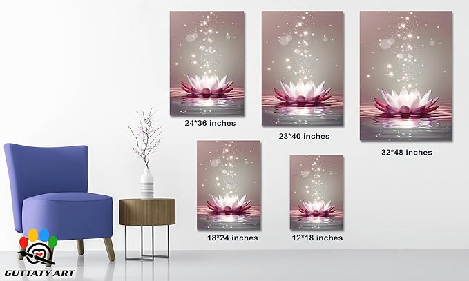 Zen White Lotus Flower Canvas Wall Art, Lotus Flower Pictures Bathroom Zen Print, Spiritual Water Lily Canvas Prints, Lotus Bloom on Water Poster, Zen Calm Relax Artwork for Yoga Spa Room 32x48 inch