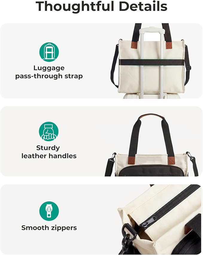 BAGSMART Small Tote Bag for Women, 13'' Laptop Canvas Work Bag with Zipper | 30oz/40oz Tumble & 11 Pockets Travel Tote, Teachers/Nurses, Lightweight Canvas or Water-Resistant Puffer Taslon Crossbody Bag