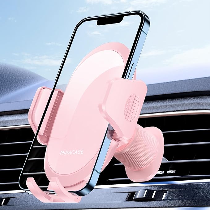Miracase Phone Holders for Your Car with Metal Hook Clip, Cell Phone Mounts Air Vent Cell Phone Stand Car Mount, Universal Automobile Cradle Fit for iPhone Android and All Smartphones (Pink)