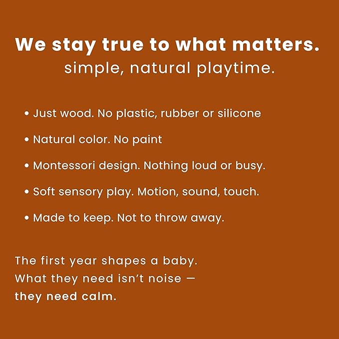 Baby Essentials – Wooden Teething Toy for 3–6 Months | Natural Baby Rattle | Safe Toys for Newborns