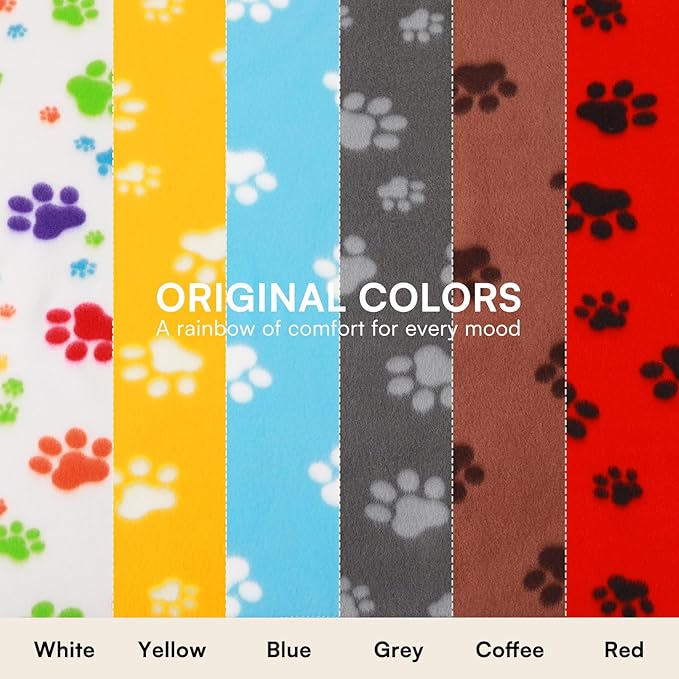 LINENLUX Cute Dog Blanket for Small Medium Dogs 6-Pack Soft Stretchy Fleece Blankets for Pet Cat Puppy Warm Wrinkle-Resistant Throw for Couch Bed Outdoor White 45x31 inch (Pack of 6)