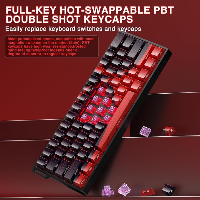 AULA WIN60 HE MAX - 60% Mechanical Gaming Keyboard Wired, Hall Effect Magnetic Switches Hot Swappable, Adjustable Actuation Rapid Trigger Mode, 8000 Hz Polling Rate, 60 Percent Keyboard Compact Design