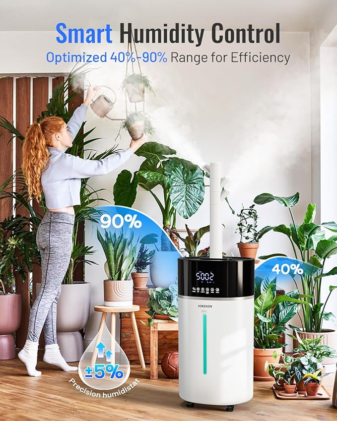 Yokekon Cool and Warm Mist Humidifier Large Room, 4.76Gal/18L Humidifiers for Home 2500 sq ft, Air Humidifiers for Bedroom with Diffuser&Extended Tube, Whole House Humidifiers for Nursery Baby Plants