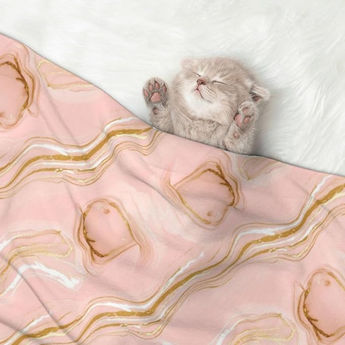 Double Sided Pet Mat for Dog Bed Topper Cat Blanket Furniture Protector, Pink Tie Dye Marble Texture, Reversible Plush with Tactile Dot Pattern for Style Change