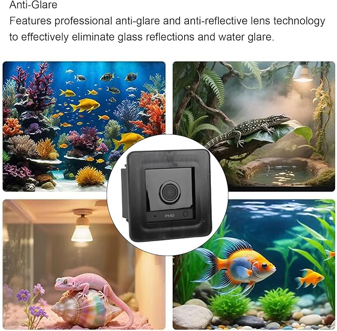 Sanpyl 2MP 2K Aquarium Terrarium Pet Camera, 140 Wide Angle Fish Tank Camera with AI Motion Detection, 940nm Lamp, for Window Bird Feeder