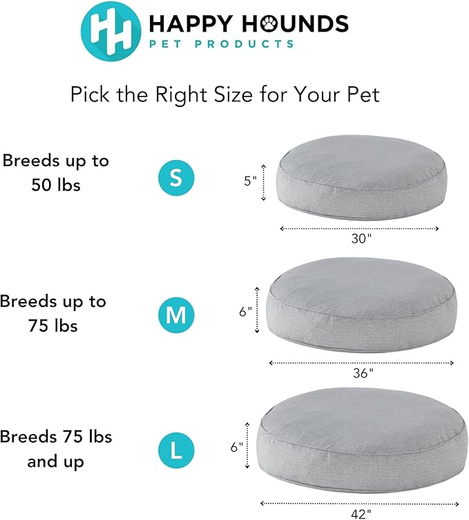 Gordie Round Indoor/Outdoor Pillow Style Dog Bed, Cement, Large