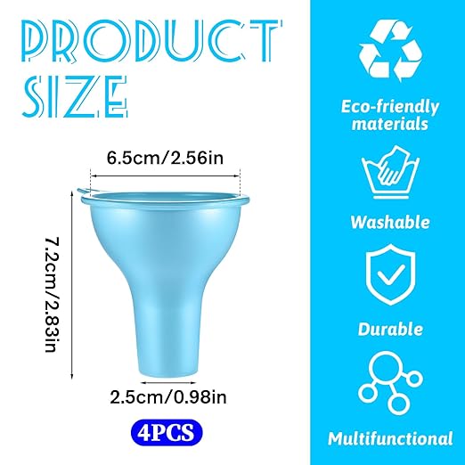 4Pcs Wide Mouth Funnel 1 Inch Silicone Funnels Kitchen Use Flexible Condiment Sauce Canning Set for Filling Oil Water Bottles Home Restaurant Jars Cans, 3.2 x 1