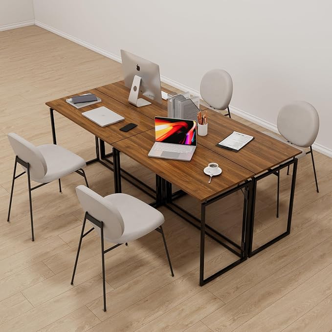 alawooder 39.4" Folding Desk: No Assembly, Wood Top for Small Spaces | 39.4 in dual-monitor workspace, holds 150 lbs, folds flat to 2.3 in, splash-proof top, home office or gaming