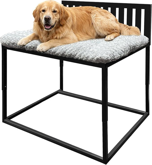 Beside Dog Bed,Adjustable Height Dog Bunk Beds,47''x 31'' Metal Dogs Bed Frame with Cushion,X-Large