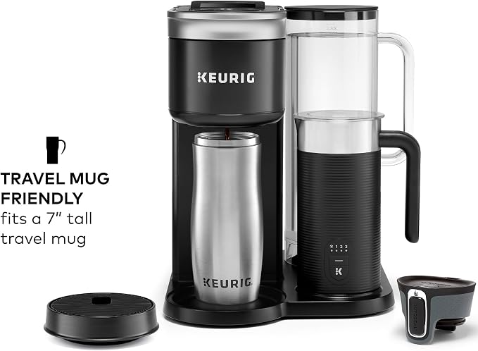 Keurig K-Café SMART Single Serve Coffee Maker with WiFi Compatibility, Latte and Cappuccino Machine with Built-In Frother, 6 Brew Sizes, Black | WIFI Brewid Smart Brewing, Built-in Milk Frother for Lattes and Cappuccinos, 6 Brew Sizes, K-Cup Pod Compat...