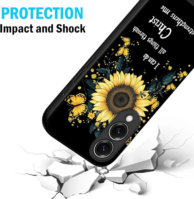 Designed for Galaxy S25 Edge Phone Case,Slim Silicone Shockproof Protective Case for Galaxy S25 Edge 6.7 inch,Sunflower Butterflies