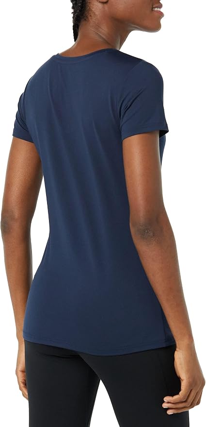 Amazon Essentials Women's Active Quick Dry Tech Stretch Short-Sleeve V-Neck T-Shirt (Available in Plus Size), Pack of 2