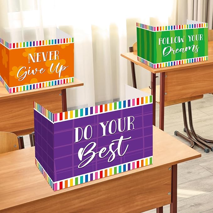 Affrolling 36 Pcs Inspirational Privacy Folders Bulk for Students Cardboard Privacy Boards Desk Divider Panel Waterproof Testing Divider for Classroom Back to School Study Supplies (Colorful)