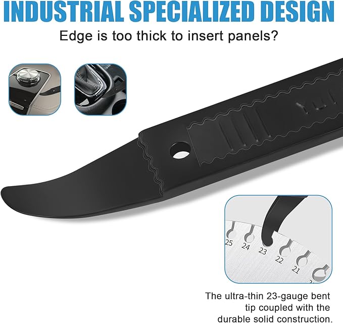 4140 Dual-purpose Steel Pry Bar, Multi-Function Trim Removal Tool for Automotive Panel,Planes Panel, Interior &exterior Trim Removal (Black Pry Tool 1pc)