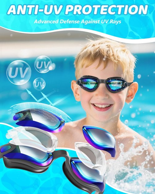 Aegend Swim Goggles - No-Leak Kids Swimming Goggles for Ages 3-14 | Clear Vision & Comfort