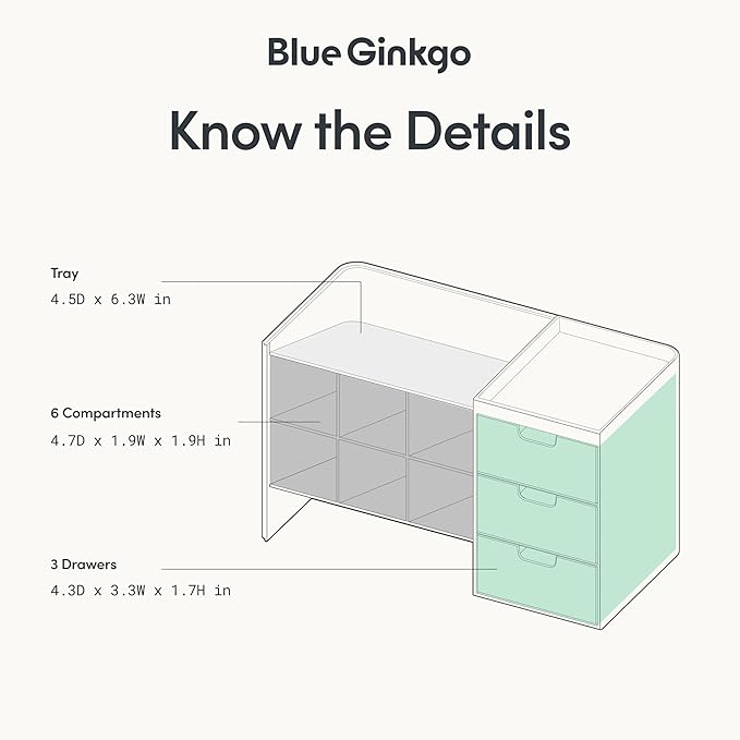 BLUE GINKGO Hive Stack Desk Organizer – Stackable Pen Holder, Stationary Organizer with Drawers - Office Storage, School Supplies, Makeup (Made in Korea, White)