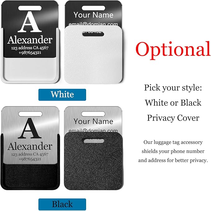 Stainless Steel Personalized Luggage Tags for Suitcases - Custom Name ID Travel Tags for Luggage, Backpacks and Bags - Metal Travel Essentials Accessories for Kids, Women and Men - Bulk Set (2 Pack)