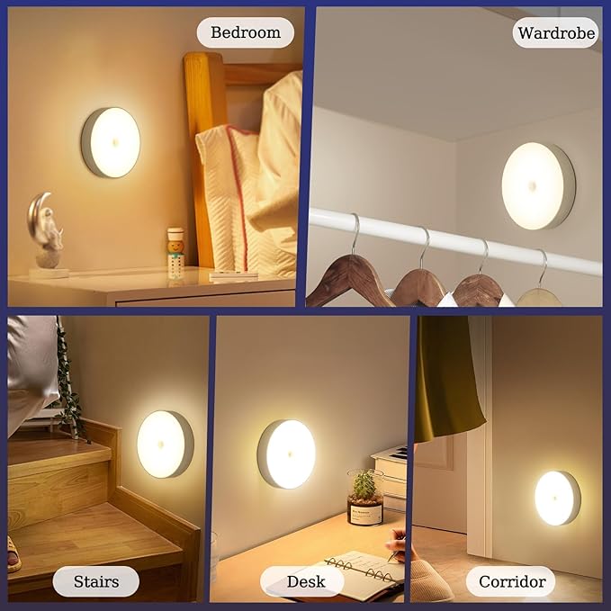 Night Light with Smart Sensor Dusk to Dawn Sensor LED Warm White Ambient Lighting Bedroom Bathroom Nursery Hallway Kitchen Stairs 2 Packs