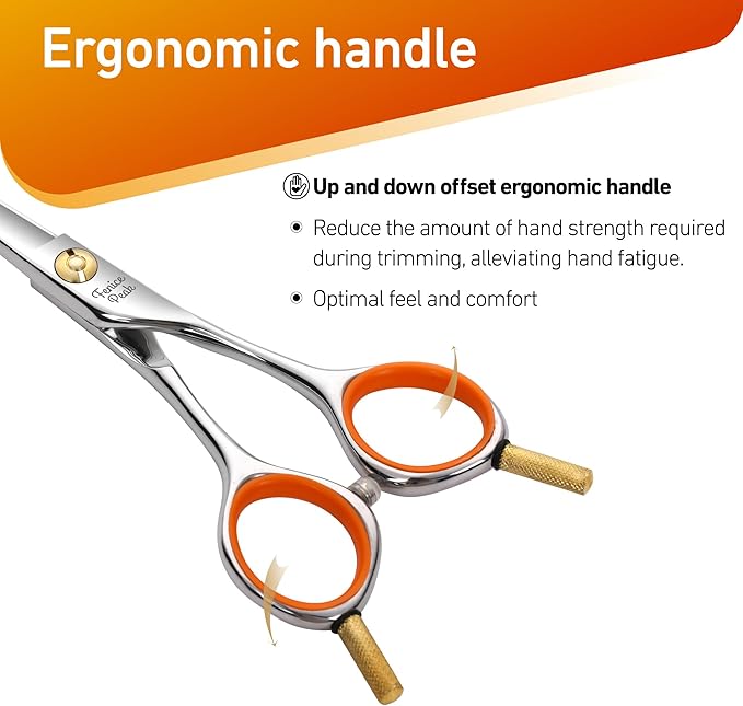 Fenice Peak 6'' Small Curved Scissors Lightweight Dog and Cat Grooming Scissors with Safety Round Tip JP440C Stainless Steel Sharp Blades for Body Facial Nose Ear and Paw Hair Easy Use