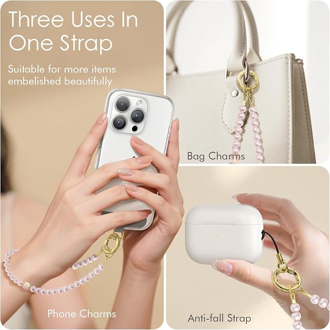 SURPHY Phone Charm, Handmade Beaded Phone Wrist Strap with Tether Tab | Phone Charm Strap, Phone Chain with Premium Metal Buckle, Wrist Strap Fits Cellphone Cases, Wallets, Bags, Keys