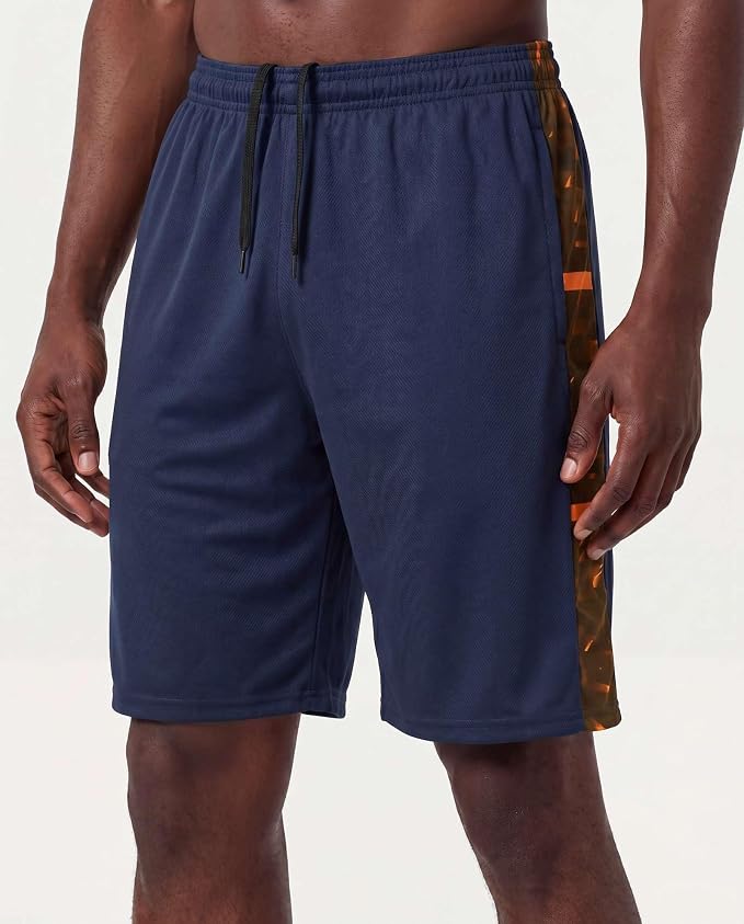 5 Pack Men's Mesh Shorts Athletic Basketball Sports Gym Workout Pockets | Cooling Moisture-Wicking, 9", Long, Quick-Dry, Breathable, Elastic Drawstring Waistband. Running, Exercise, Soccer, Training.