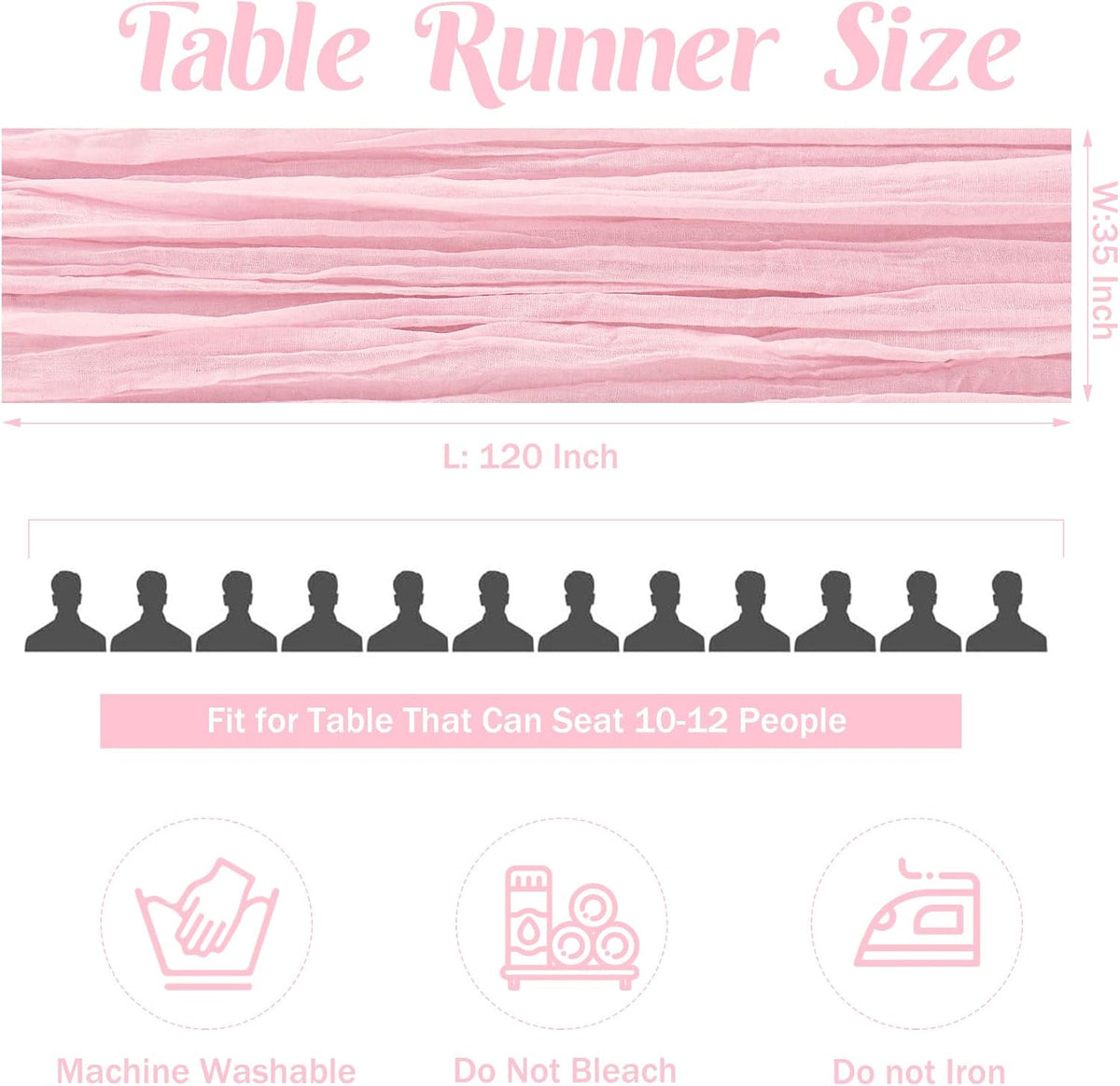 6 Pieces Pink 10FT Cheesecloth Table Runner Boho Gauze Fabric Table Runner Rustic Sheer Runner for Wedding Birthday Baby Shower Party Boho Table Decoration（Pink）