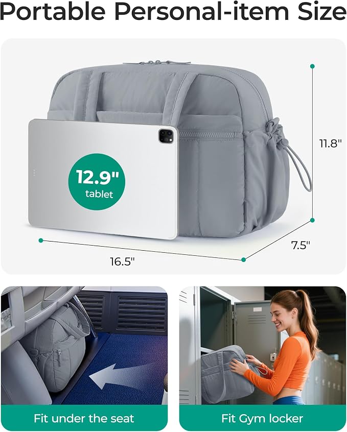 BAGSMART Duffle Bag for Travel, Gym Bag for Women, Weekender Carry on Bag | PVC Wet Pocket, Airline Approved Personal Carry-on Size, Fits Under-seat, One Bag for Gym, Travel, Hospital, Overnight