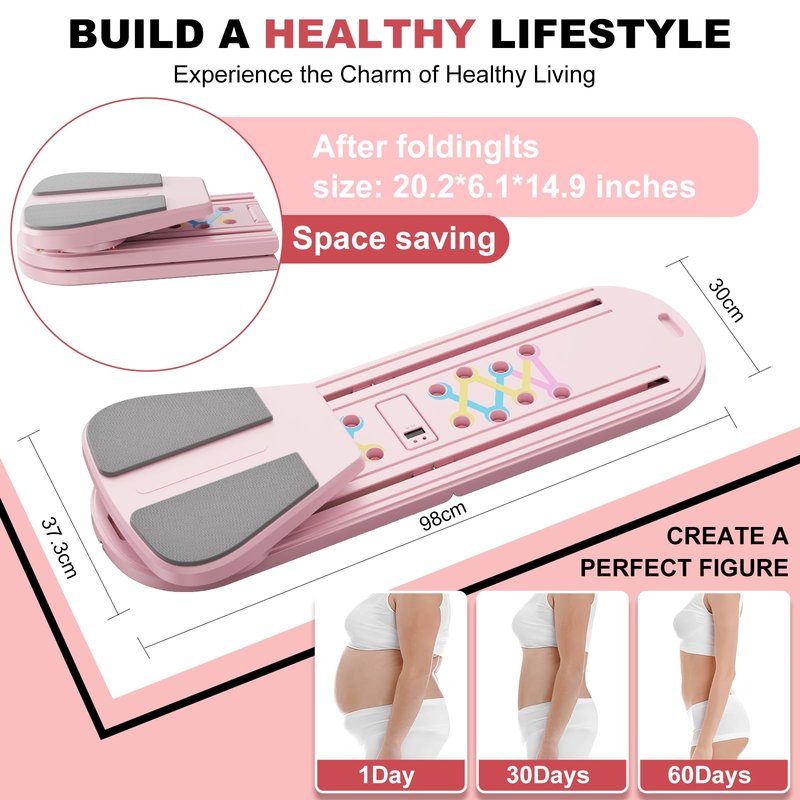 Pilates Board Multifunctional Foldable Pilate Reformer for Home Workout, Portable Abdominal Core Exercise Machine with Resistance Bands & Knee Pad, Pilates Equipment for Women & Men
