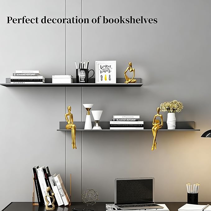 Prettidecor Gold Home Decor Thinker Statue Accents, Set of 3 Thinker Sculptures Office Decor Modern Abstract Resin Decoration on Shelf Table Desk for Living Room Office Bedroom (Small Gold) | Home Decor Accents, Office Decor, Abstract Resin, For Living...