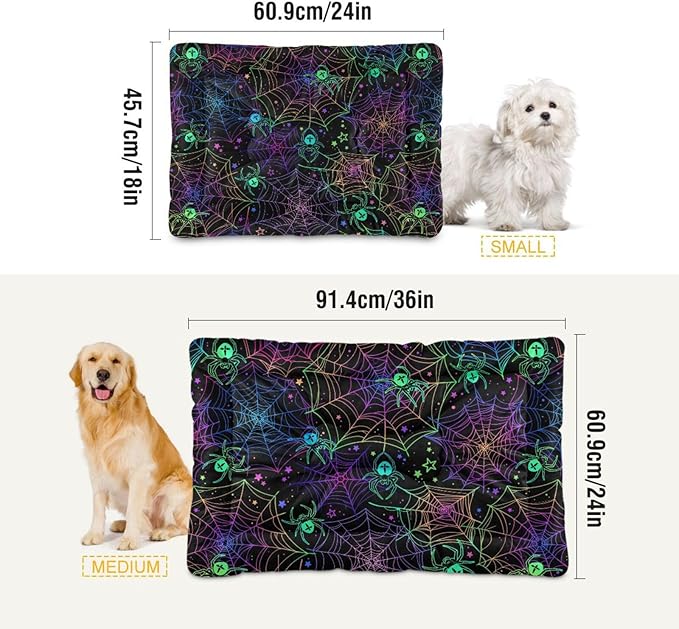 Halloween Spider Web Pet Bed Cute Dog Bed Mat Absorbing Non Slip Pad Pet Sleeping Mat for Small, Medium, and Large Dogs Puppy Cat 24 in x 18 in