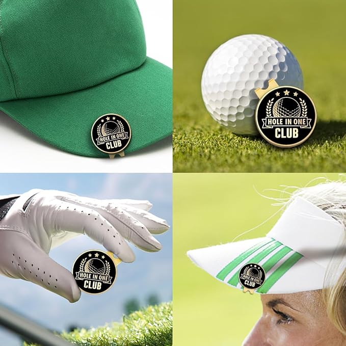Hole in One Club Black Gold Golf Ball Marker with Magnetic Hat Clip, Golf Accessories for Men Women, Golf Gifts for Men Women Golfer, Birthday Retirement Gifts for Golf Lover Golf Fan?B?