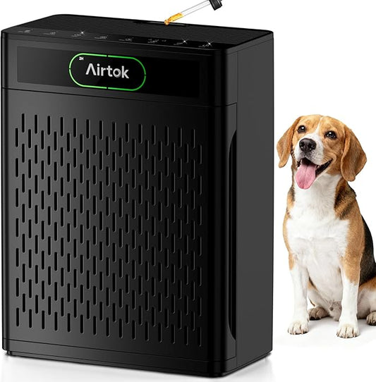 Air Purifiers for Home Large Room Up to 1848sq.ft, Airtok Air purifier for Home Pet, Washable Pre-Filter Air Quality Monitor HEAP Sleep Mode Air Cleaner for Bedroom, Dorm room, Office, AP3001 Black
