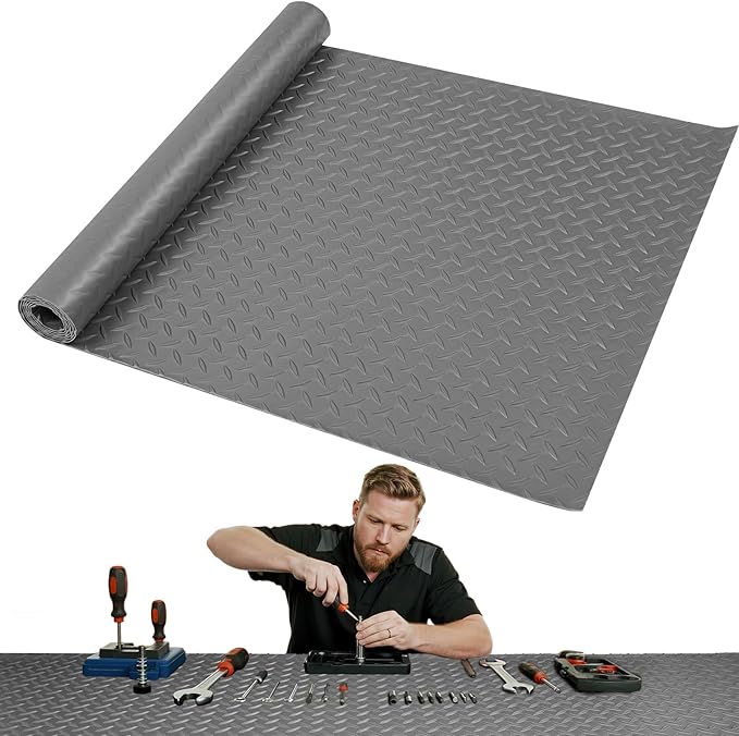 Workbench Mat, PVC Work Bench Mat with Non-Slip Texture, 2mm Thick Scratch & Stain Resistant Surface for Painting, Woodworking, Crafting, Building and Tool Protection (Grey, 23.62" x 70.87")