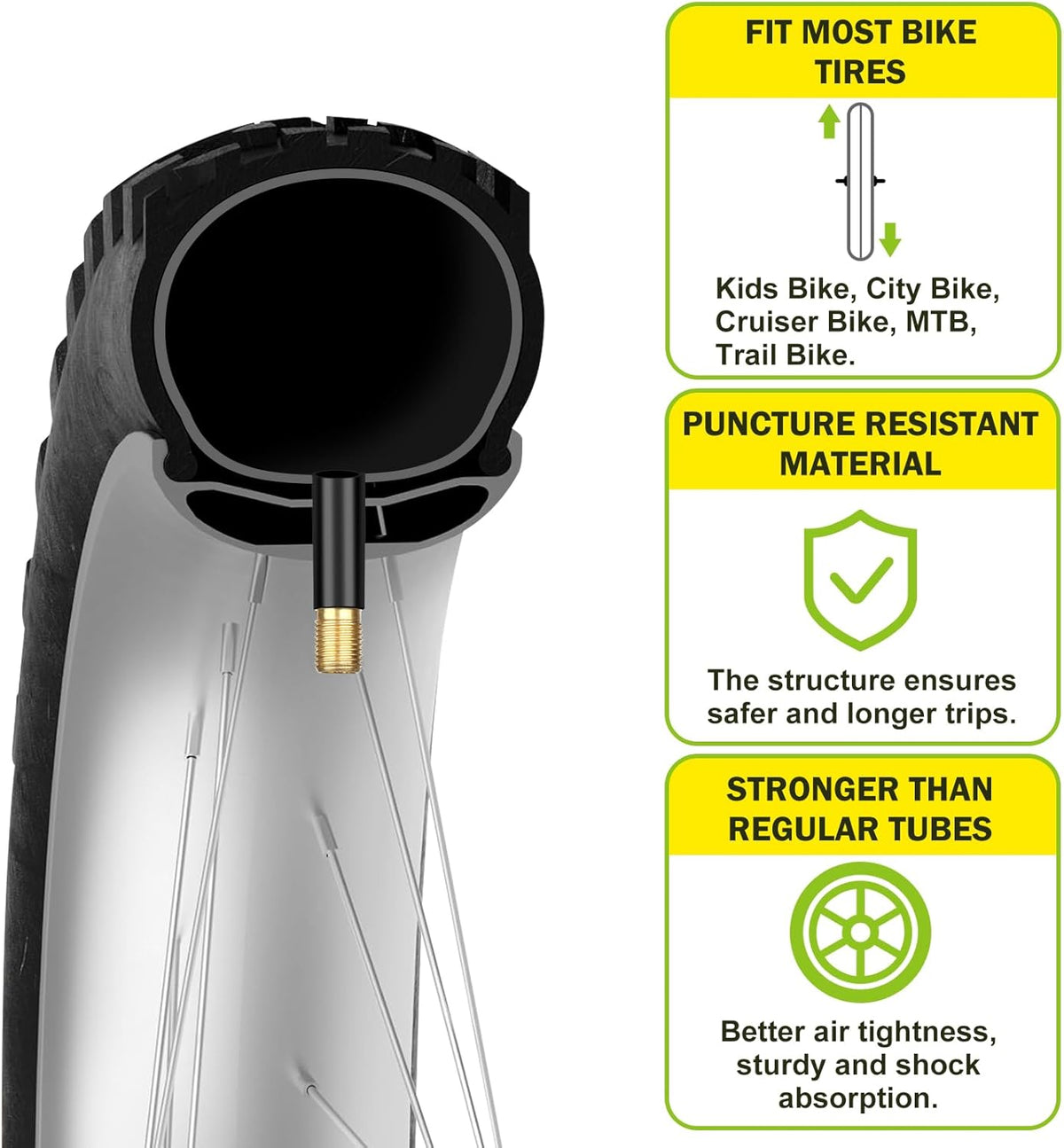 Reliable Bicycle Tube by [Brand Name] - 2 Pack with Tire Levers & 32mm AV Schrader Valve | Sizes 12"-29"