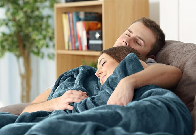 Utopia Bedding Soft Fleece Bed Blanket Queen Size Stone Blue (90x90 Inch) | Microfiber Plush Warm Lightweight Breathable Cozy Blanket Anti-Static, All Season Use, Gift for Women and Men