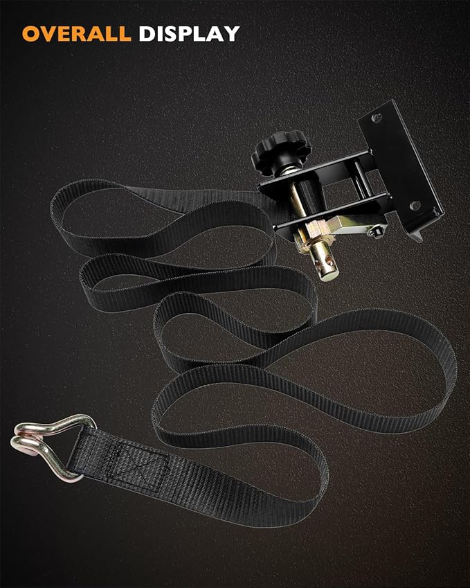 Truck Rack Straps, W/J-Hook (2PCS), 1.4" Black Square Tube Mount, 1.5" Wide x 7.5' Long, Black Ladder Rack Ratchet Straps, 500 lbs Load Heavy Duty, Lumber Rack Ratchet Straps, Pipe/Roof Rack Strap