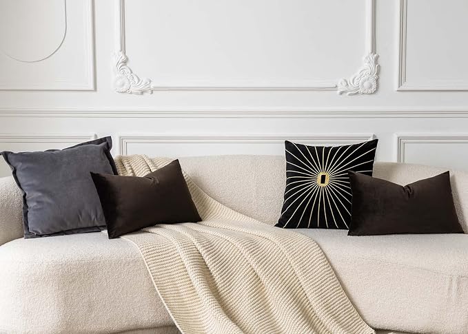 14x24 Pillow Covers Set of 2 Decorative Velvet Throw Pillow Covers,Coffee | Luxury Soft Cushion Covers with Invisible Zipper for Couch Sofa Bed Living Room Bedroom Home Decor