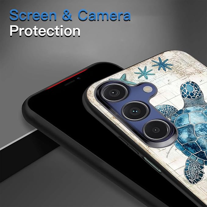 Designed for Galaxy A17 5G Phone Case,Slim Silicone Shockproof Protective Case for Galaxy A17 5G 6.7 inch,Sea Turtle Illustration