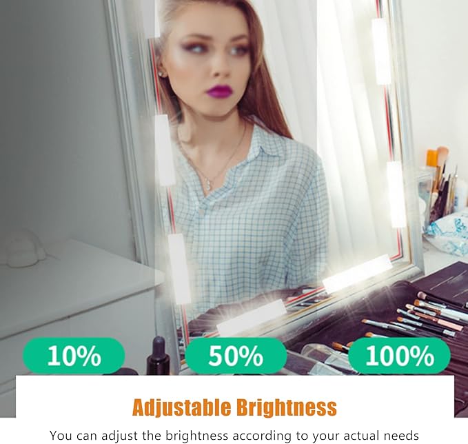 LED Makeup Mirror Light, 2 Strings USB Plug in Strip Light with Adjustable Brightness, 4000 to 5000K Color Temperature ABS Material for Vanity Mirror (6 Series)